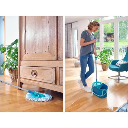Leifheit 52101 Set Clean Twist Disc Mop Ergo Lavapavimenti, secchio e scopa facili da usare, manico telescopico