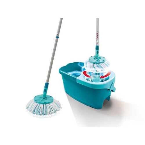 Leifheit 52101 Set Clean Twist Disc Mop Ergo Lavapavimenti, secchio e scopa facili da usare, manico telescopico