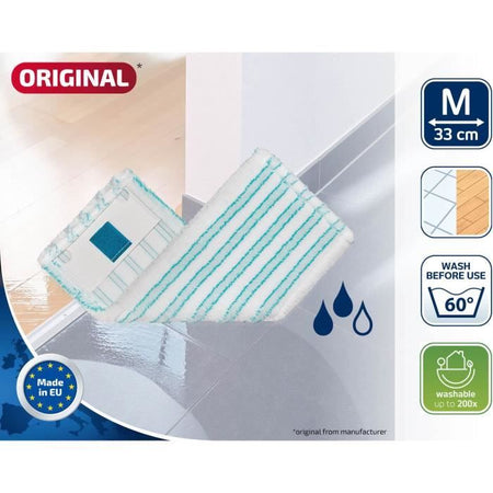 LEIFHEIT Clean Twist M Ergo micro duo 52123 Fodera di ricambio in microfibra per mocio piatto, pulisce delicatamente e assorbe
