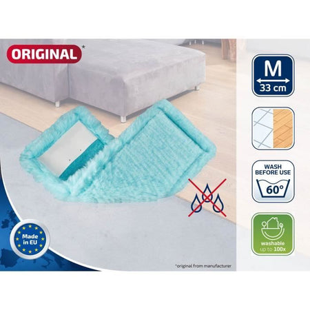 LEIFHEIT Clean Twist M Ergo Static plus 52124 Fodera di ricambio per mocio piatto, fodera per lavaggio a secco, rimozione polvere