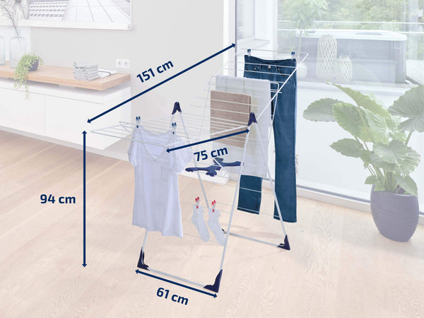 LEIFHEIT 81408 Essiccatore su piedini di apertura a chiusura semiautomatica 20 metri CLASSIC 200 Flex bianco e blu