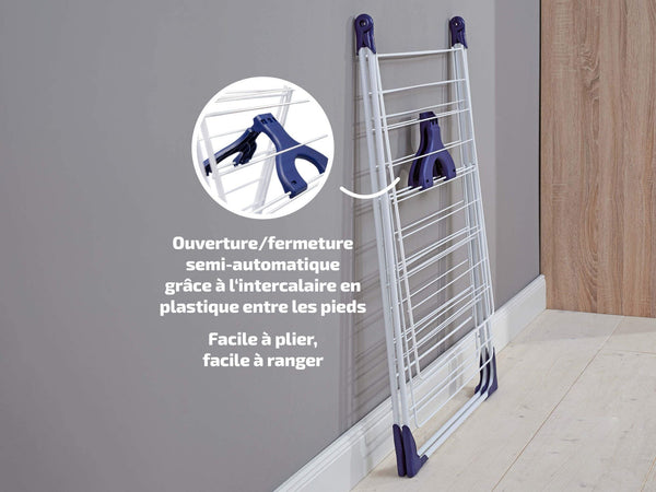 Stendibiancheria da libera installazione - LEIFHEIT - Classic 250 Flex - 81409 - Apertura/chiusura facile - Rete per bucato - 25 m - Bianco