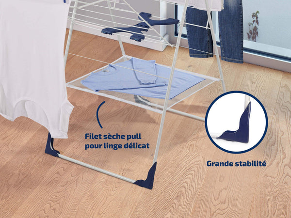 Stendibiancheria da libera installazione - LEIFHEIT - Classic 250 Flex - 81409 - Apertura/chiusura facile - Rete per bucato - 25 m - Bianco