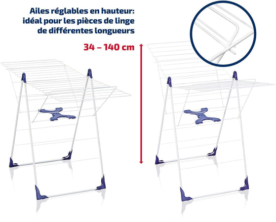 Stendibiancheria da libera installazione - LEIFHEIT - Classic 250 Flex - 81409 - Apertura/chiusura facile - Rete per bucato - 25 m - Bianco