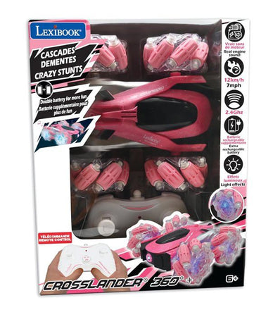 Crosslander 360+ - Auto telecomandata fuoristrada rosa luminosa, programmabile e ricaricabile.