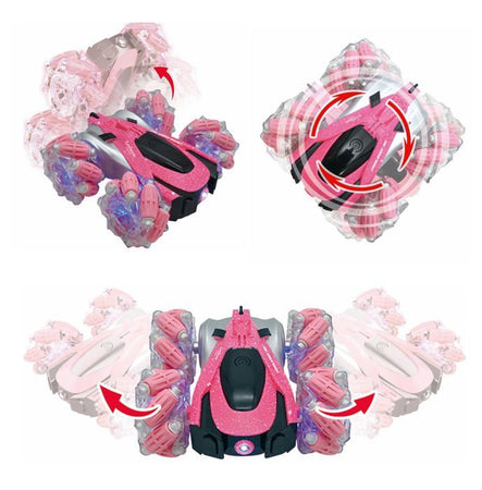 Crosslander 360+ - Auto telecomandata fuoristrada rosa luminosa, programmabile e ricaricabile.