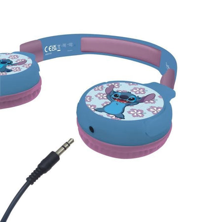LEXIBOOK - Cuffie Disney Stitch 2 in 1 - Wireless Bluetooth 5.0 o cavo Audi - Batteria ricaricabile a lunga durata - Blu