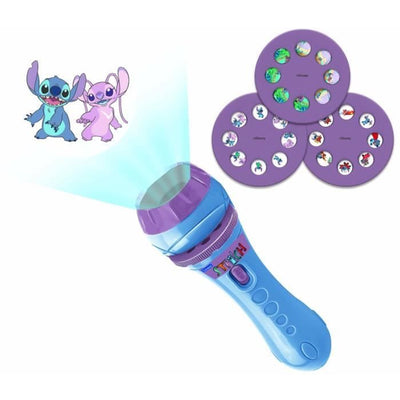 LEXIBOOK - Proiettore di storie 2 in 1 e torcia Disney Stitch (3 dischi - 24 immagini incluse) - Blu - LTC050D