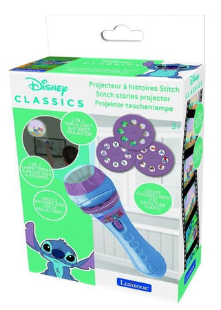 LEXIBOOK - Proiettore di storie 2 in 1 e torcia Disney Stitch (3 dischi - 24 immagini incluse) - Blu - LTC050D