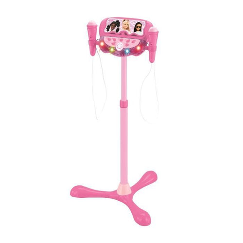 Microfono Barbie su supporto luminoso regolabile con altoparlante, 2 microfoni ed effetti vocali, altoparlante Bluetooth