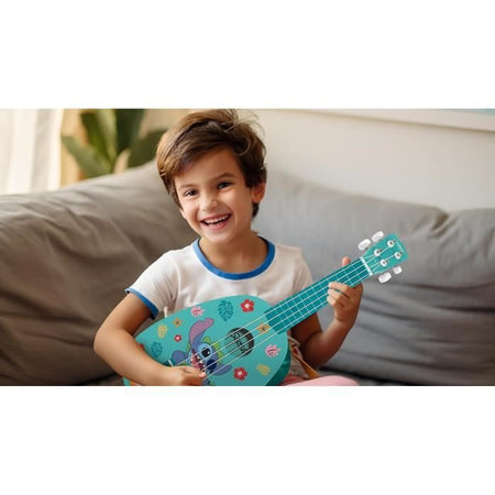 Lexibook - Stitch Ukulele - Circa 53 cm - Legno - 6 corde in nylon - Guida fornita