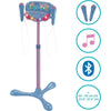 Microfono Stitch su supporto regolabile illuminato con altoparlante, 2 microfoni ed effetti vocali, altoparlante Bluetooth