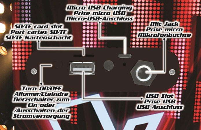 LA VOCE - Altoparlante Bluetooth alla moda - Portatile con microfono ed effetti di luce