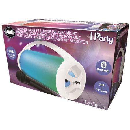 FLASHBOOM Altoparlante Bluetooth portatile completamente illuminato con microfono cablato staccabile iParty - LEXIBOOK