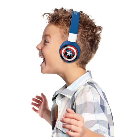AVENGERS - Cuffie Bluetooth 2 in 1 - Cuffie cablate comode e pieghevoli per bambini con limitazione del suono - LEXIBOOK