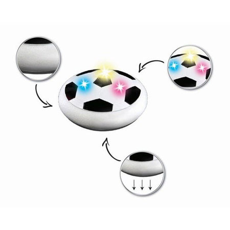 AeroFoot - Disco da calcio hovercraft in schiuma illuminata con 2 porte, 1 pallone e pompa, ricaricabile