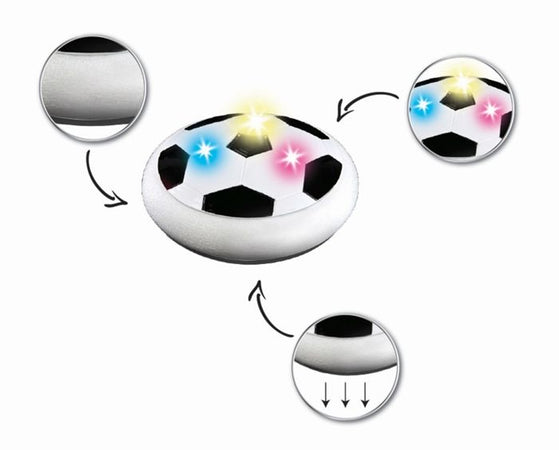 AeroFoot - Disco da calcio hovercraft in schiuma illuminata con 2 porte, 1 pallone e pompa, ricaricabile