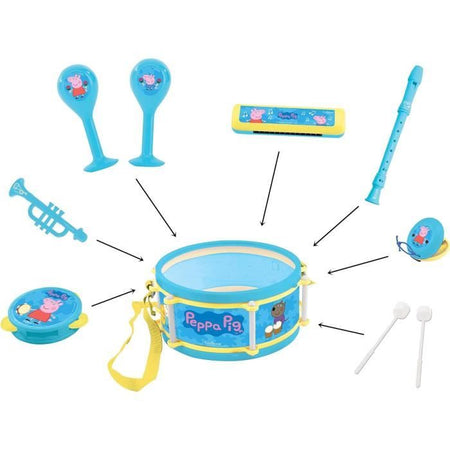 Lexibook - Set musicale Peppa Pig - 7 strumenti - Conservazione nel tamburo