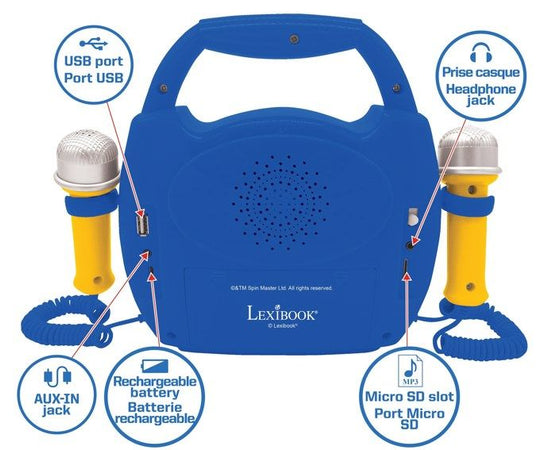 LA PAT' PATROUILLE - Altoparlante Bluetooth - Effetti Luce, Microfoni e Batteria Ricaricabile