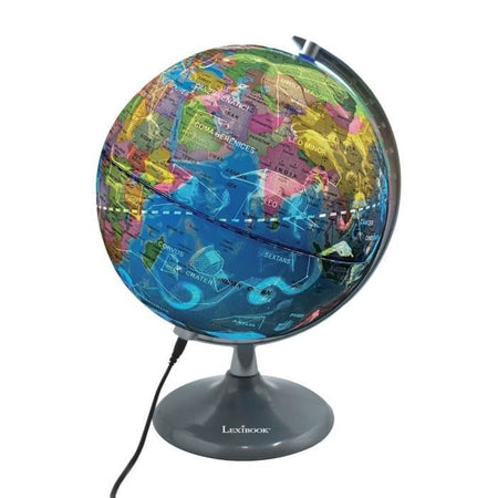 LEXIBOOK - Globo luminoso giorno e notte - Globo terrestre durante il giorno e si illumina con la mappa delle costellazioni (inglese)