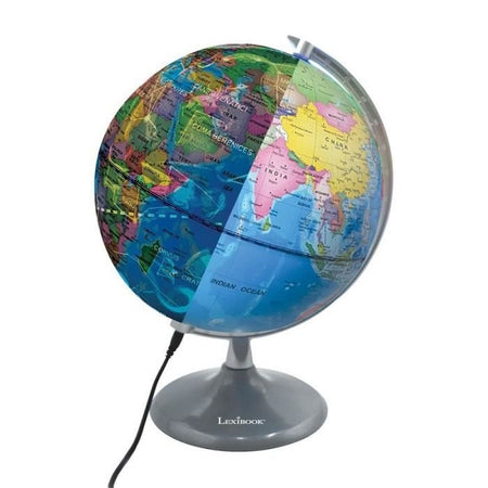 LEXIBOOK - Globo luminoso giorno e notte - Globo terrestre durante il giorno e si illumina con la mappa delle costellazioni (inglese)