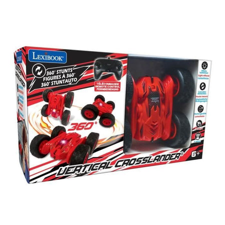LEXIBOOK - Coche de control remoto recargable Tumbling Crosslander - Rotación de 360 , conducción sobre 2 ruedas y luces