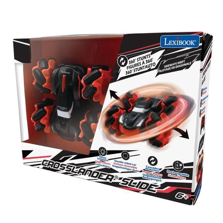 LEXIBOOK - CROSSLANDER SLIDE - Coche teledirigido todoterreno con rotación de 360 de doble cara y efecto de luz