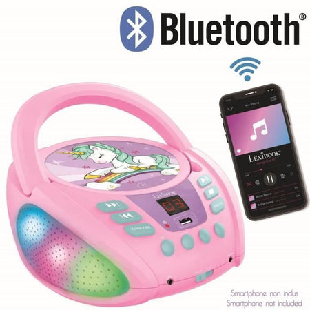 Lettore CD portatile Bluetooth Unicorn con effetti di luce e USB