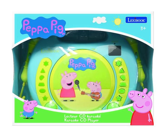 LEXIBOOK - PEPPA PIG - Lettore CD per karaoke per bambini con 2 microfoni