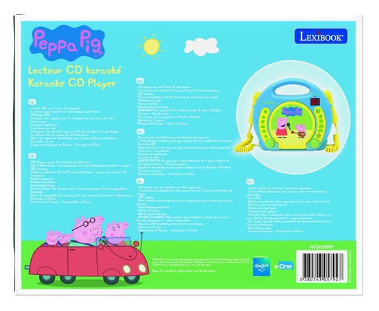 LEXIBOOK - PEPPA PIG - Lettore CD per karaoke per bambini con 2 microfoni