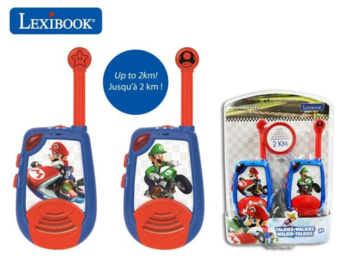 MARIO KART Walkie-talkie digitali per bambini, portata 2 km e funzione codice Morse LEXIBOOK