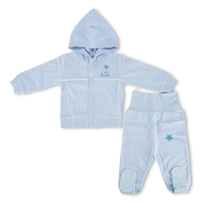 Set Neonato Baby Irge Per Bimbo O Bimba Da 1 A 9 Mesi In Cotone Organico 100% Cardigan Con Cappuccio +pantalone Con Calzini
