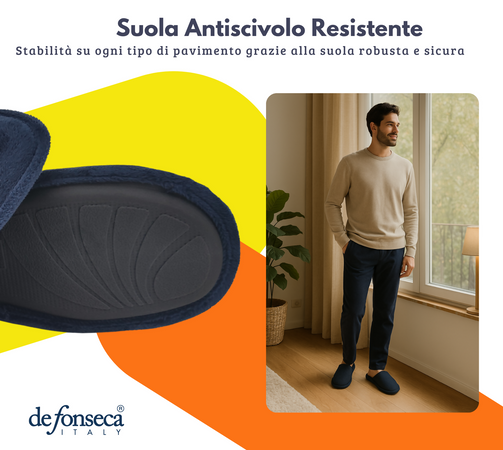 de fonseca Calde Ciabatte Uomo Donna, Pantofole Invernali Chiuse da Casa, Lavabili e per Ospiti