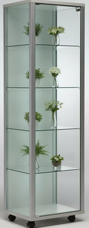 Vetrina espositiva con ripiani regolabili e illuminazione LED cm. 53,7x53,7x183,5h