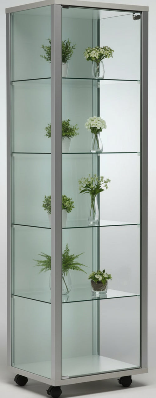 Vetrina espositiva con ripiani regolabili e illuminazione LED cm. 53,7x53,7x183,5h