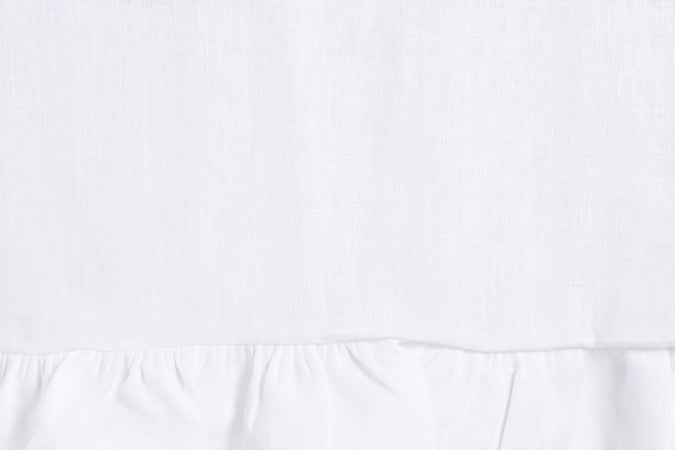 Tovaglia da tavola in 100% puro lino lavato delavè stone washed morbido resistente elegante made in italy  Bianco con Frou Frou