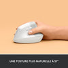 Logitech Lift Mouse Wireless Verticale Ergonomico, Ricevitore USB Bluetooth o Logi Bolt, Silenzioso - Off-White