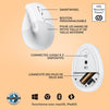 Logitech Lift Mouse Wireless Verticale Ergonomico, Ricevitore USB Bluetooth o Logi Bolt, Silenzioso - Off-White