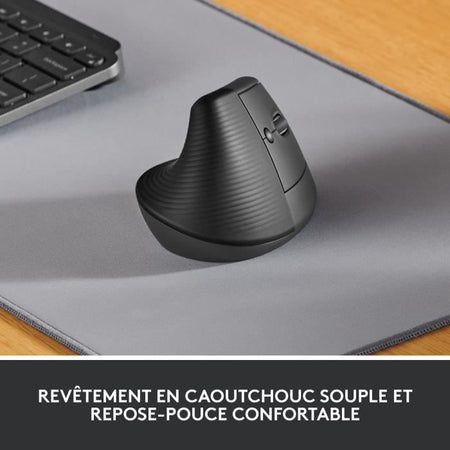 Logitech Lift Mouse Wireless Verticale Ergonomico, Ricevitore USB Bluetooth o Logi Bolt, Silenzioso - Grafite