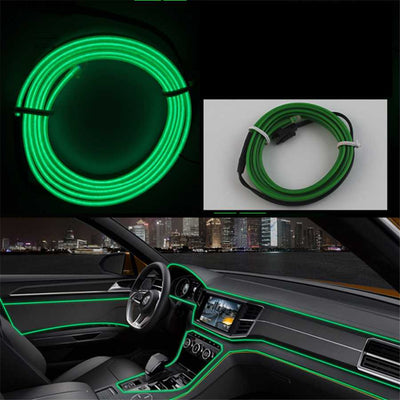 Strip striscia LED neon GREEN atmosfera auto flessibile con USB tuning decorazione interno 5M VERDE