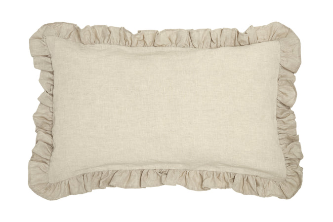 Federa in puro lino stonewashed Bollito con Frou Frou