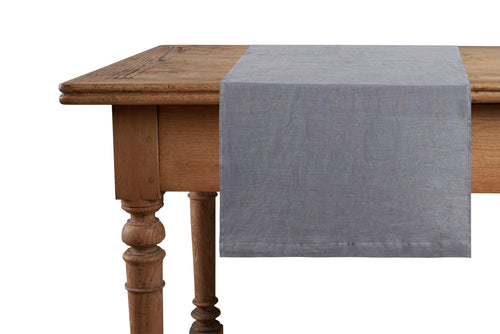 Runner da tavola in 100% puro lino lavato delavè stone washed morbido resistente elegante made in italy ANTRACITE - Vanita di raso