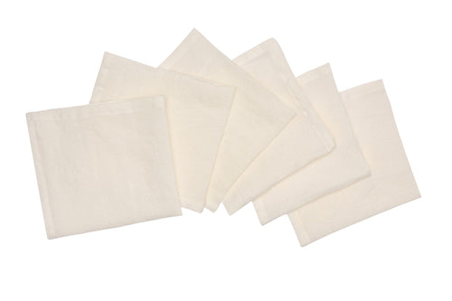 Set di 6 tovaglioli da tavola 45 X 45 CM in 100% puro lino lavato delavè stone washed morbido resistente elegante made in italy AVORIO - Vanita di raso