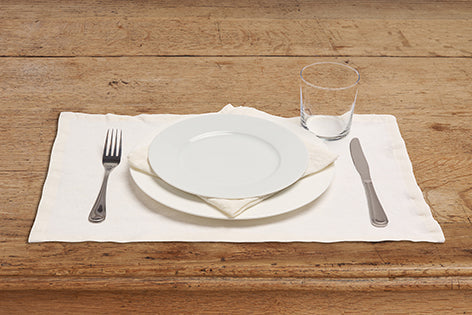 Set di 2 tovagliette americane coppia tovagliette 35 X 50 CM in 100% puro lino lavato delavè stone washed morbido resistente elegante made in italy AVORIO - Vanita di raso