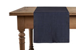 Runner da tavola in 100% puro lino lavato delavè stone washed morbido resistente elegante made in italy BLU NOTTE - Vanita di raso