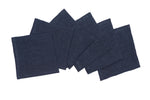 Set di 6 tovaglioli da tavola 45 X 45 CM in 100% puro lino lavato delavè stone washed morbido resistente elegante made in italy BLU NOTTE - Vanita di raso
