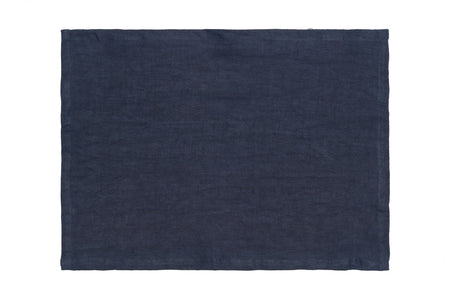 Set di 2 tovagliette americane coppia tovagliette 35 X 50 CM in 100% puro lino lavato delavè stone washed morbido resistente elegante made in italy BLU NOTTE - Vanita di raso