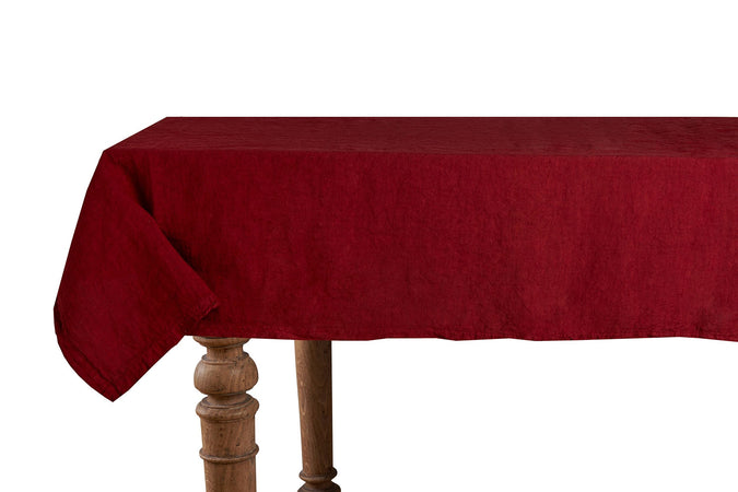 Tovaglia da tavola in 100% puro lino lavato delavè stone washed morbido resistente elegante made in italy  BORDEAUX