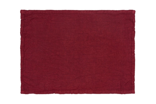 Set di 2 tovagliette americane coppia tovagliette 35 X 50 CM in 100% puro lino lavato delavè stone washed morbido resistente elegante made in italy  BORDEAUX - Vanita di raso