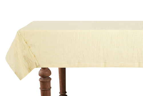 Tovaglia da tavola in 100% puro lino lavato delavè stone washed morbido resistente elegante made in italy   GIALLO PASTELLO - Vanita di raso